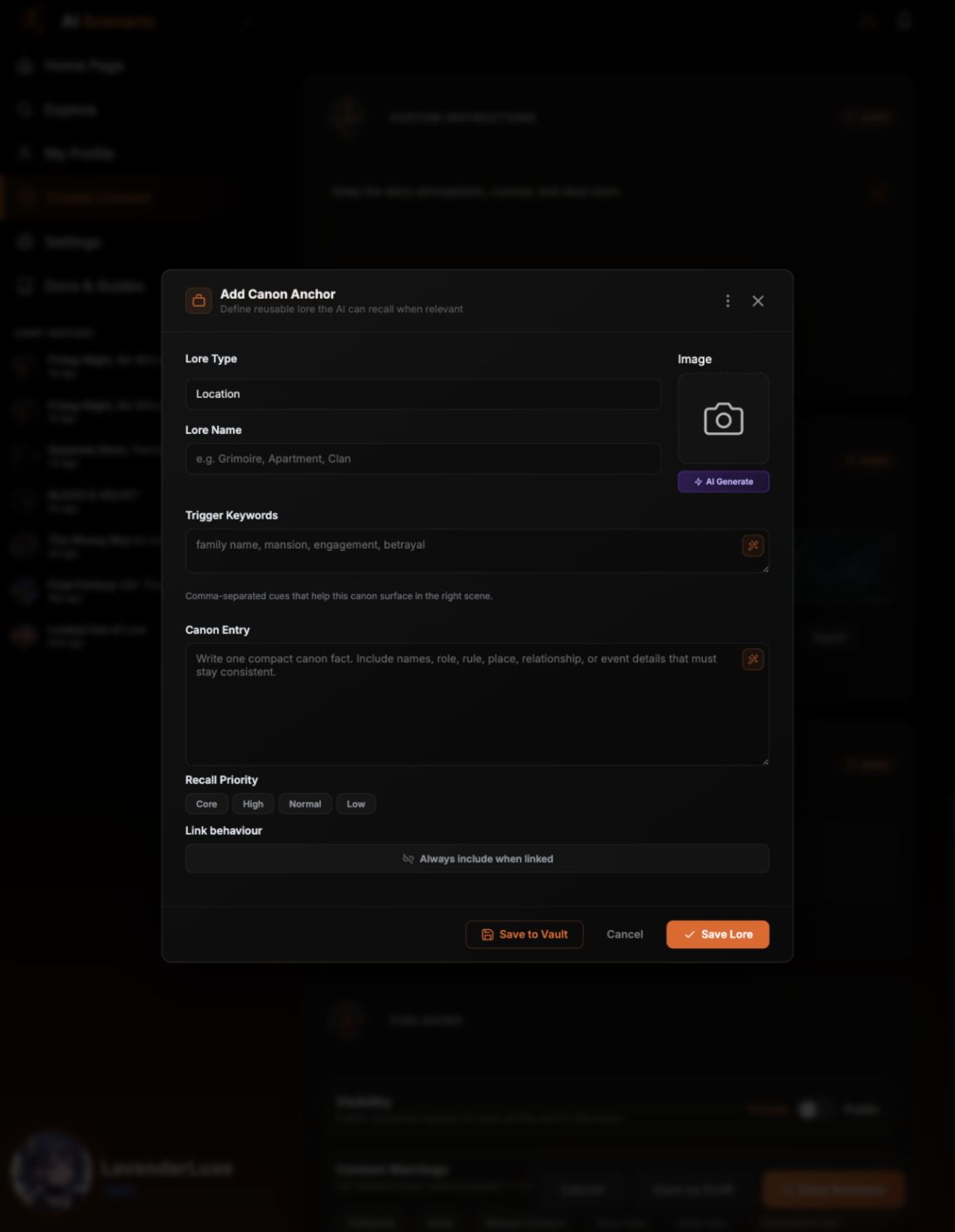 Add Canon Anchor form in the scenario editor